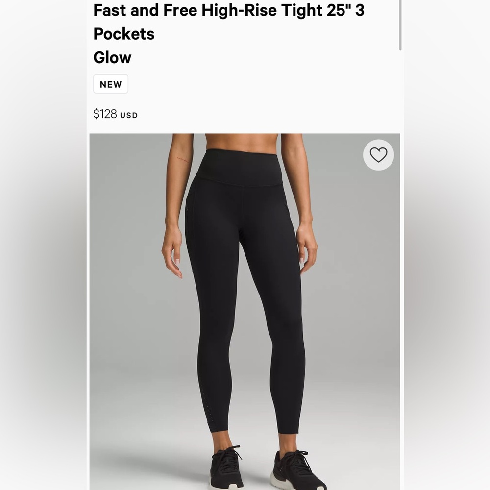 Lulu Fast & Free High Rise 25 in Black Leggings Size 6